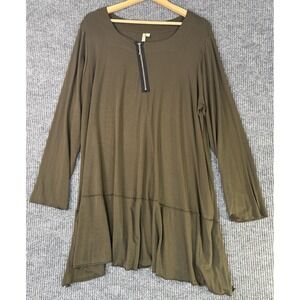 COMFY USA Womens Asymmetrical Tunic Top Green Size XL Lagenlook Art to Wear Boho